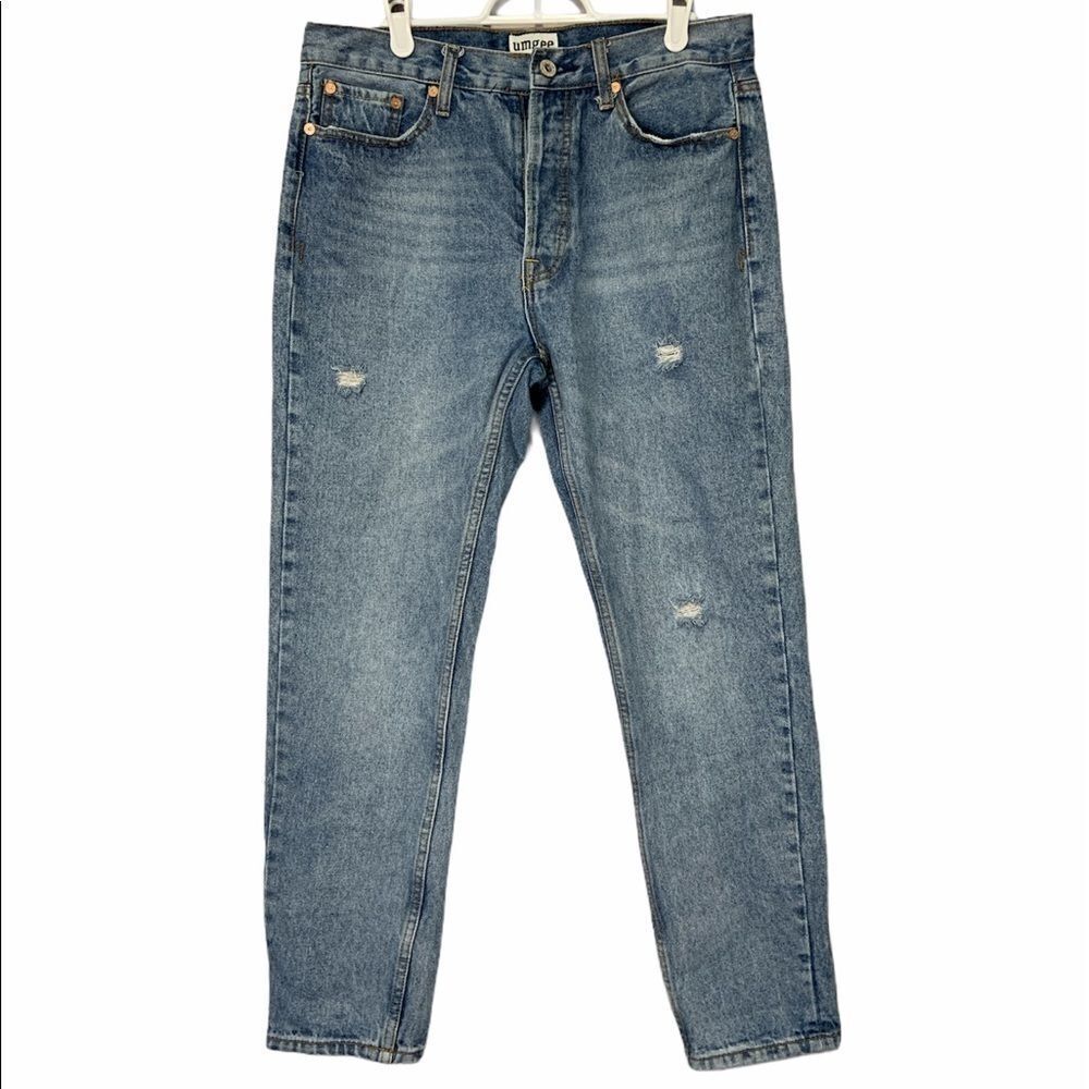umgee Mom Distressed High Rise Denim Jeans